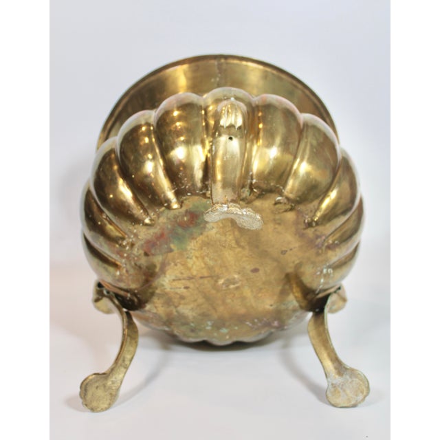 Brass Mid Century English Brass Lion Footed Planter For Sale - Image 8 of 10