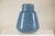 Artisan Blue-Glazed Ceramic Vase with Ribbed Surface and Tapering Form For Sale - Image 4 of 18