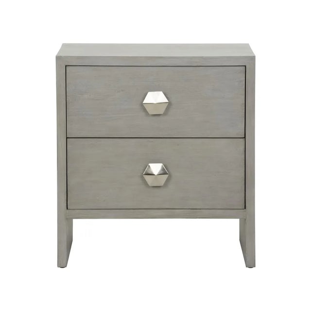 Transitional Moxy Bedside Table 2 Drawer - Gray For Sale - Image 3 of 6