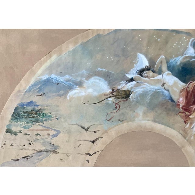 François Flameng, Diane Chasseresse, Watercolor for Fan Project, 1893, Framed For Sale - Image 14 of 17