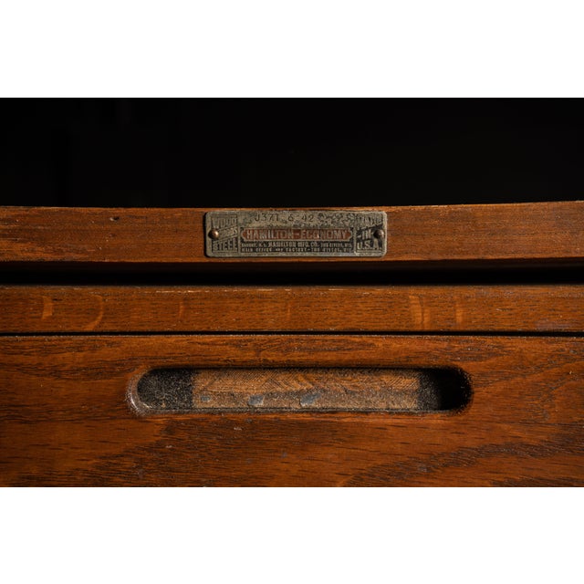 Industrial Antique Four Section Flat File by Hamilton For Sale - Image 10 of 12