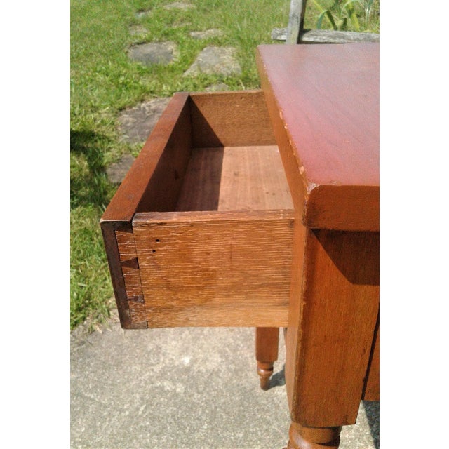 Brown Antique 1860s American Cherry Wood One Drawer Stand Nightstand Side Table For Sale - Image 8 of 12