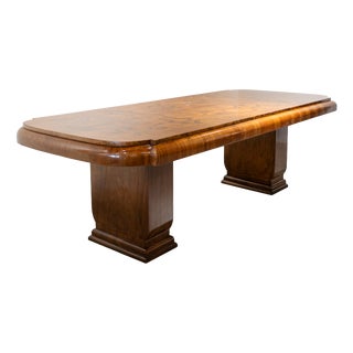 Large Art Deco Dining Table in Honey-Colored Walnut and Burl Wood, England, 1920 For Sale