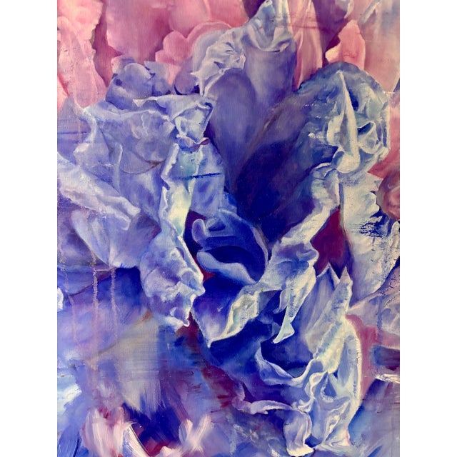 Blue Iris Framed Oil on Canvas by Shelly Gurton "Dreaming in Blue" For Sale In Savannah - Image 6 of 9