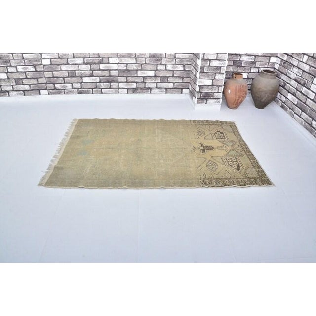 Tan Tan Colour Handmade Turkish Rug For Sale - Image 8 of 10