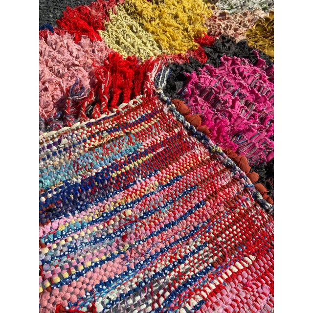 Red 1980s Vintage Red Recycled Fabric Moroccan Berber Rug For Sale - Image 8 of 9