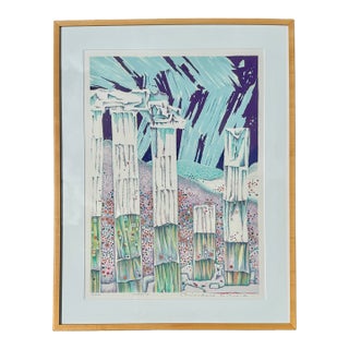 Limited Edition Screenprint "Athens" by Risaburo Kimura 1973 For Sale