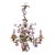 Early 20th Century French Floral Porcelain and Iron Three-Light Chandelier For Sale