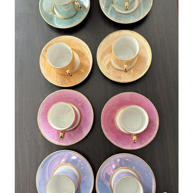 Rare Complete 1990s Pottery Barn Japanese Iridescent Demitasse Set — 16 Pieces For Sale - Image 11 of 11