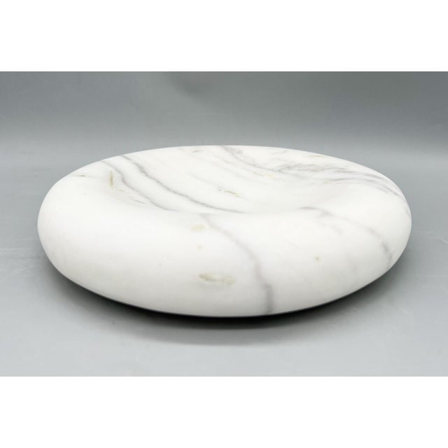 Contemporary White Marble Catchall Dish, Sculptural Stone Trinket Tray - Organic Modern, Minimalist, Transitional For Sale - Image 10 of 11