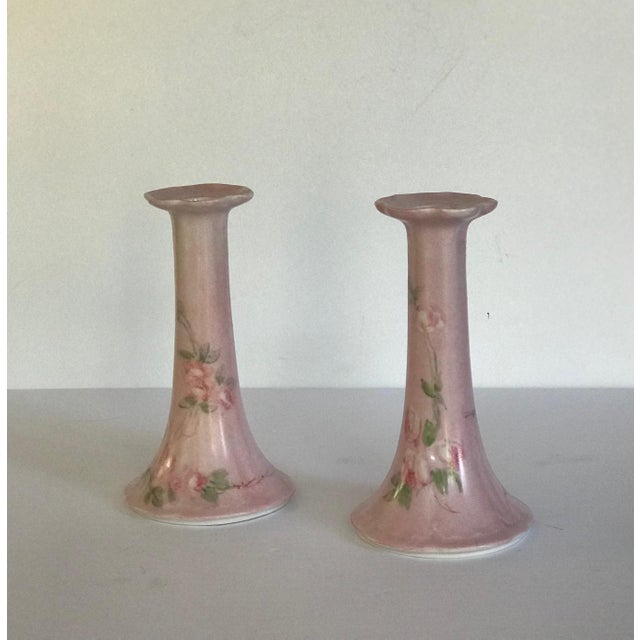 Vintage Pink Bavarian Candlesticks by Thomas a Pair Chairish