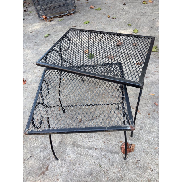 Black 1950s Salterini Style Mid Century Modern Iron Nesting Tables, 2 Pieces For Sale - Image 8 of 8