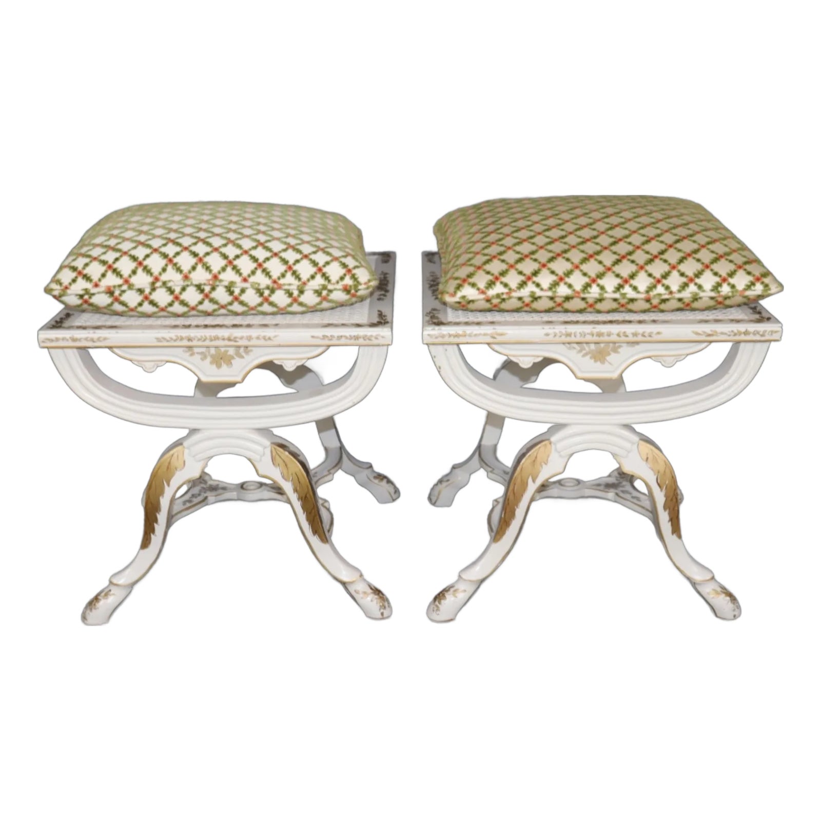 Unique Pair Italian Cerule Form Gilt Decorated Creme Painted ...