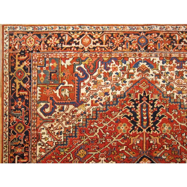 Textile Vintage Persian Decorative Oriental Heriz in Room Size For Sale - Image 7 of 10