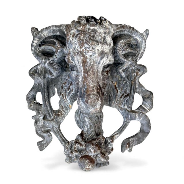 This exceptional vintage architectural salvage piece features a finely detailed ram's head (or bighorn sheep) rendered in...