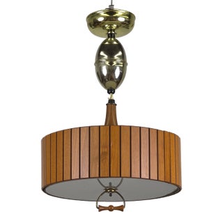 Mid Century Walnut Adjustable Ceiling Light by Bruce Industries For Sale