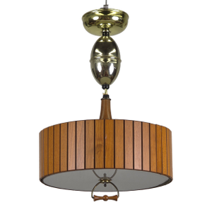 Mid Century Walnut Adjustable Ceiling Light by Bruce Industries