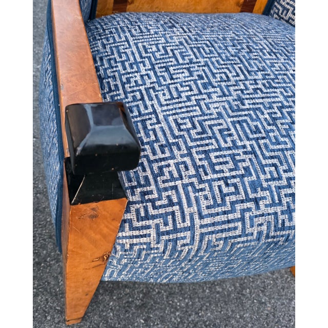 Pair of Vintage Art Deco Style Burl Right/Left High Back Chairs For Sale - Image 11 of 14