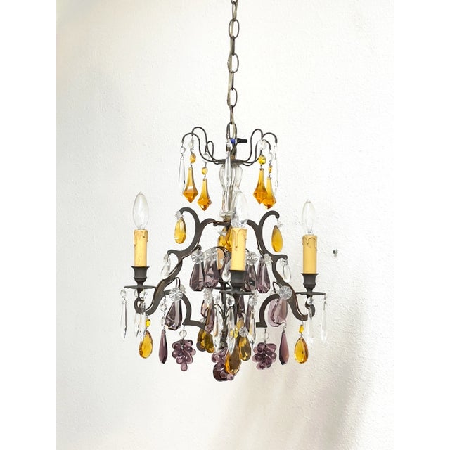 Stunning Vintage chandelier with Murano glass fruit in excellent vintage condition.