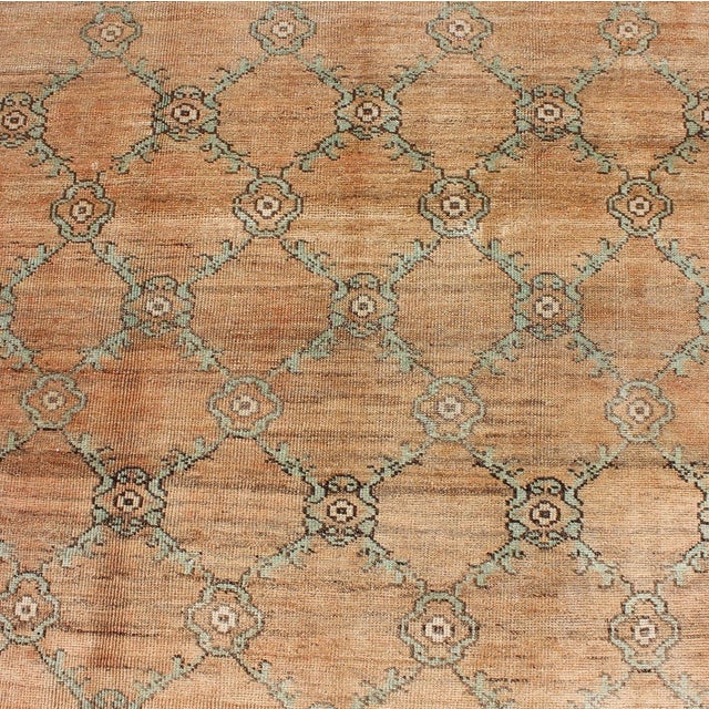 Vintage Turkish Oushak Rug With Soft Orange, Light Green, and Charcoal Brown For Sale In Atlanta - Image 6 of 8