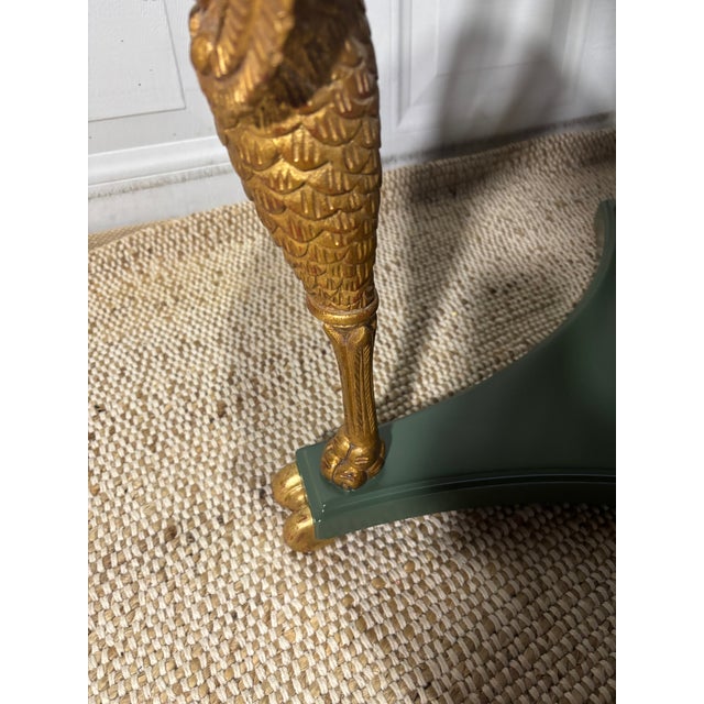 Late 20th Century Green Painted Wood and Gilt Bronze Gueridon Table With Swan Motif Legs For Sale In New York - Image 6 of 11
