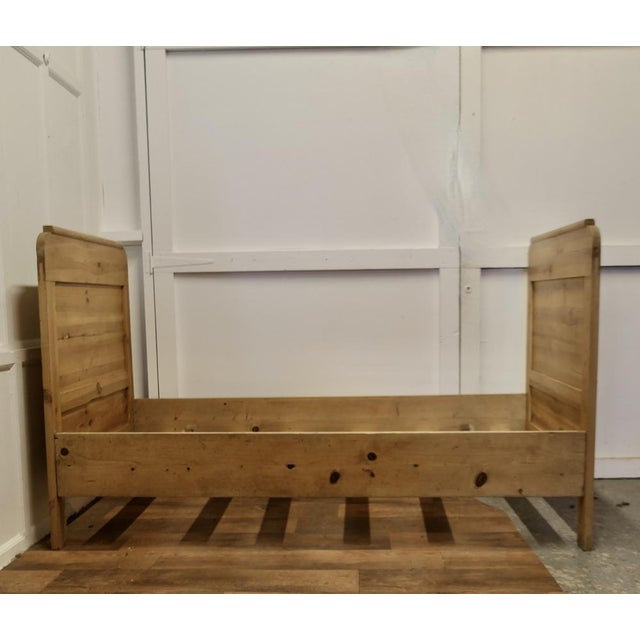 French Pine Single Sleigh Bed For Sale - Image 5 of 11