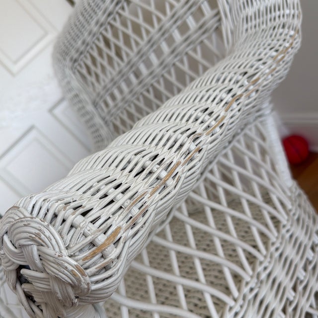 Vintage White Wicker Rocking Chair For Sale - Image 10 of 12