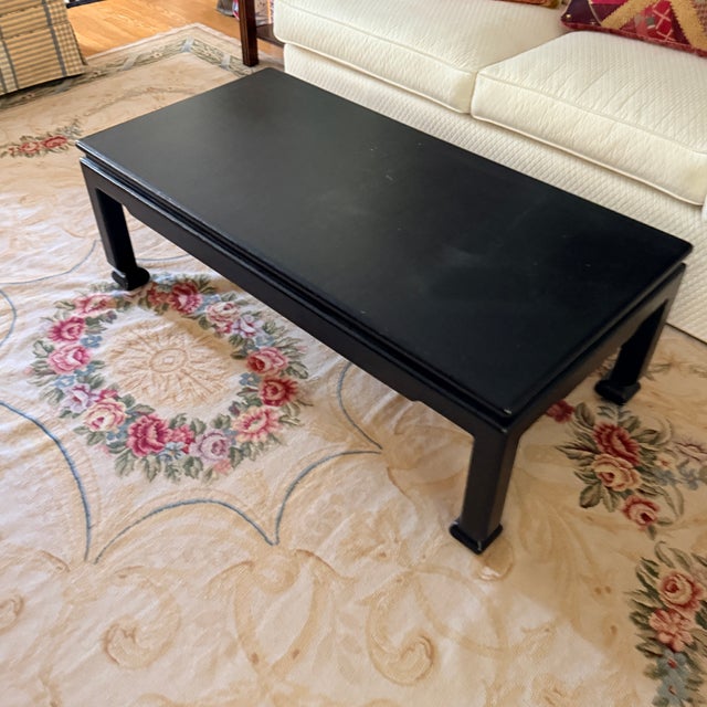 Black Glazed Grasscloth Ming Coffee Table For Sale - Image 10 of 12