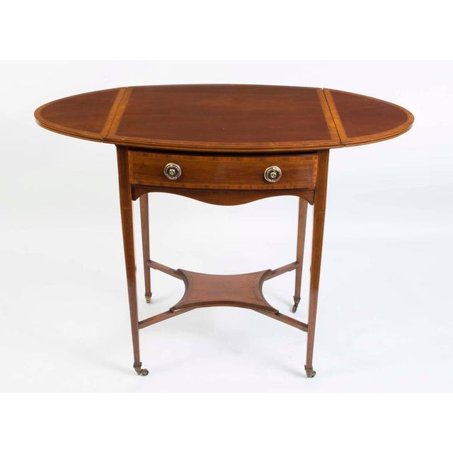 20th Century Edwardian Inlaid Occasional Table For Sale - Image 4 of 11