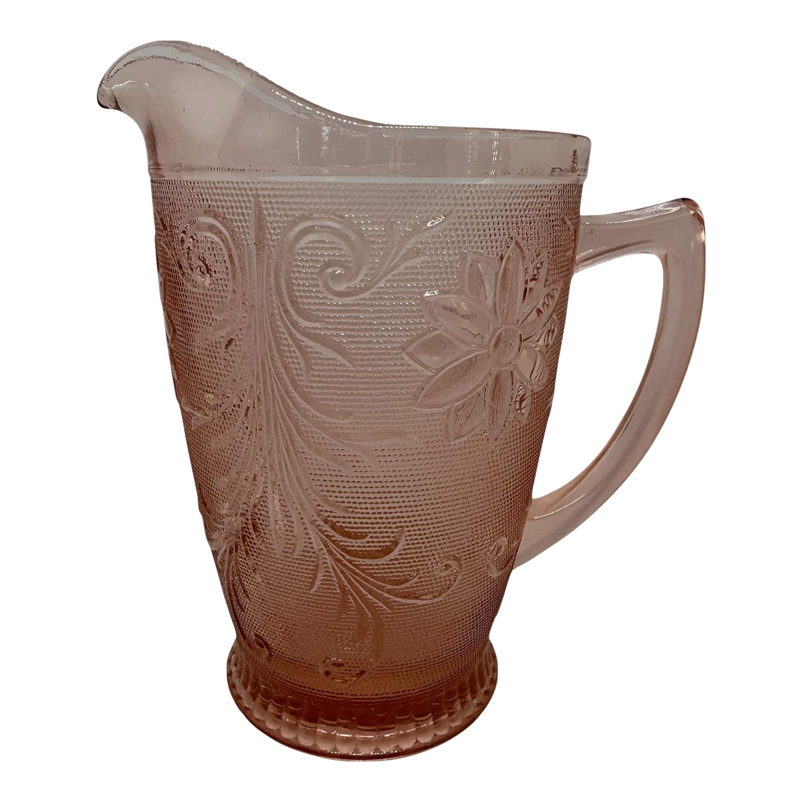 Vintage Tiara/Indiana Glass Drink Pitcher Peach Pink Sandwich Pattern ...
