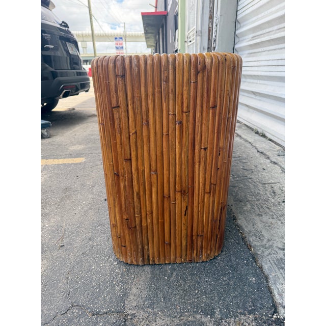 Wood 1970's Waterfall Rattan 9 Drawer Long Chest Style of Gabriella Crespi For Sale - Image 7 of 15