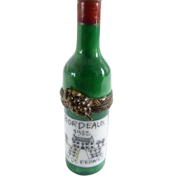 1980s Limoges Wine Bottle Cork Screw Trinket Box . Peint Main . Initials h.t. On Bottom For Sale - Image 9 of 11
