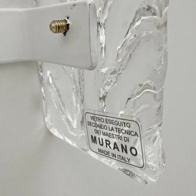 Art Deco Brass and Textured Murano Glass Sconces, 2000s, Set of 2 For Sale - Image 10 of 11