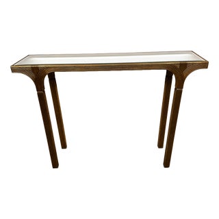 Vintage Gilt Console Table with Beveled Mirror Top from Deknudt, Belgium, 1980s For Sale