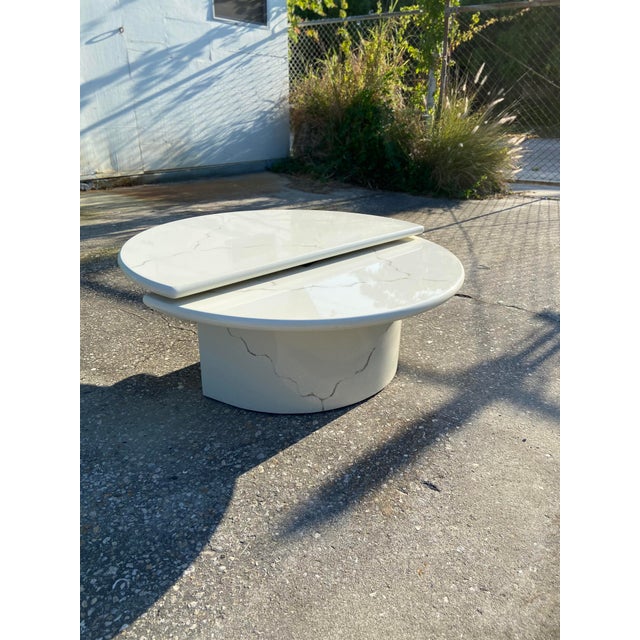 Stone Karl Springer Style Modern Swivel Top Half Moon/Full Moon Coffee Table For Sale - Image 7 of 13