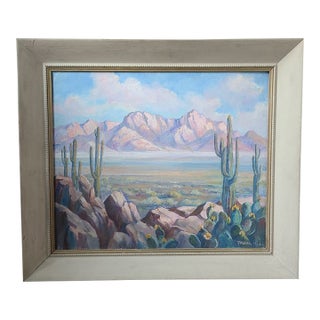 Pascal Hyde 1950s Oil Painting Mojave Desert Landscape For Sale