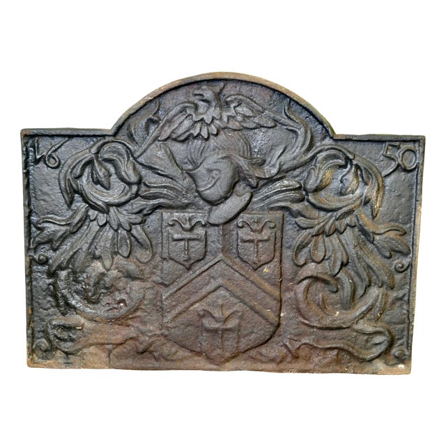 French Arch Top Fire Back Armour and Eagle For Sale