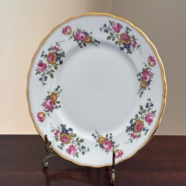 White Vintage English Bone China Decorative Dessert Plate For Sale - Image 8 of 13