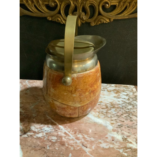 Aldo Tura Rare Antique Barware - Aldo Tura Brass & Lacquered Goatskin Ice Bucket - Hollywood Regency, Italian, British Colonial & Bar Cart Decor. - View Photos! For Sale - Image 4 of 12