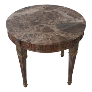 Italian Style Round Marble Top Lamp Table
