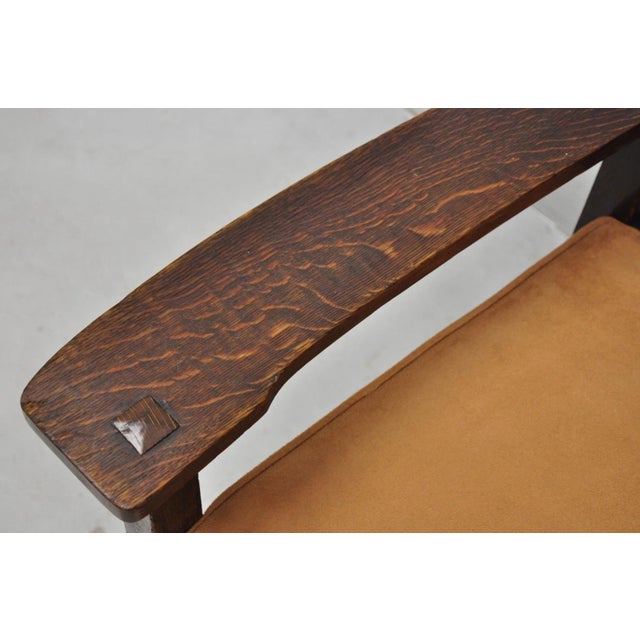 Antique Stickley & Brandt Mission Oak Arts & Crafts Arm Chair With Drop Seat For Sale - Image 9 of 16