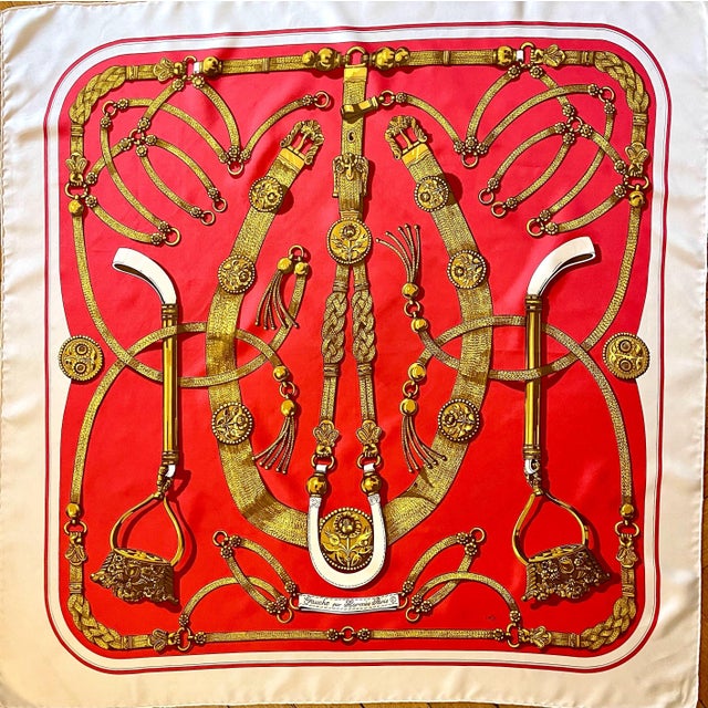 HERMÈS GAUCHO Silk Scarf designed by Latham Caty 2000 For Sale