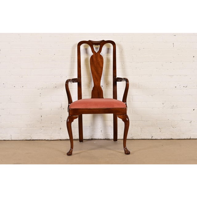 Henredon Queen Anne Solid Mahogany Armchair or Dining Captain Chair For Sale - Image 11 of 11