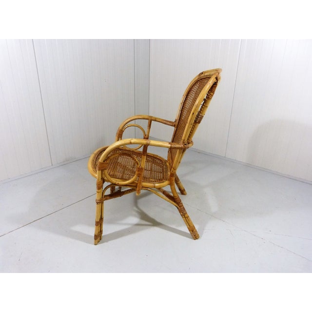 Italian Rattan Easy Armchair, Italy, 1970s For Sale - Image 6 of 14
