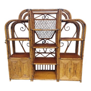 Monumental Vintage 3 Piece Bamboo Etagere For Sale