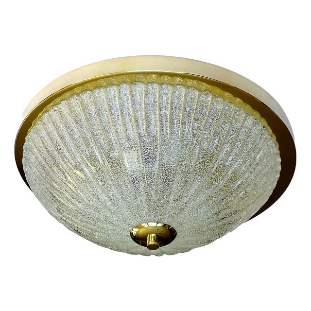 Large Vintage Glass Flush Light, 1960s For Sale