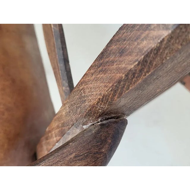 Set of Vintage French Chairs in Leather and Oak, 1950 For Sale - Image 12 of 13