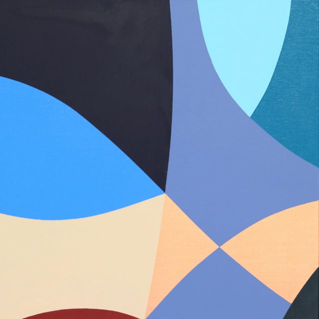 Abstract Elefante - Abstract Vibrant Cool Tone Geometric Painting on Canvas Original Artwork by Federico Pinto Schmid For Sale - Image 3 of 9