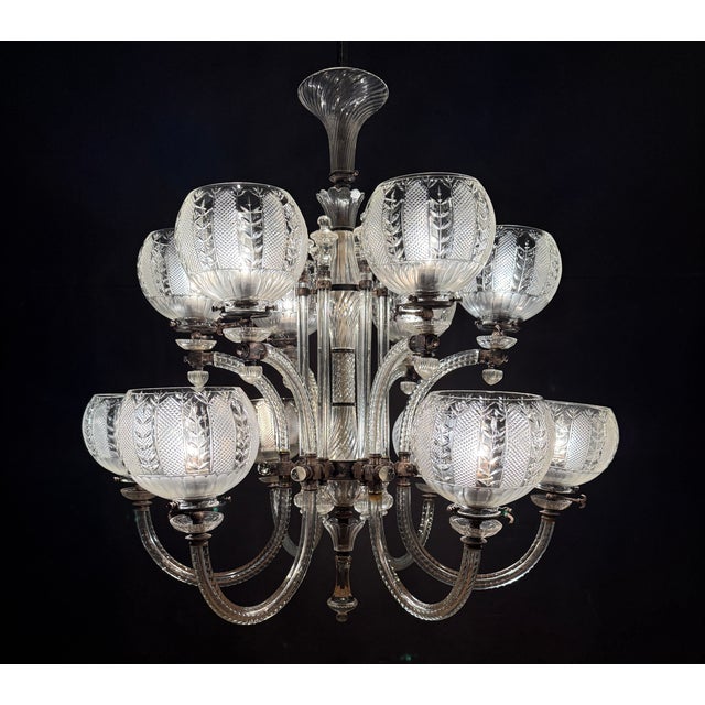 A superb example in the style of late-19th-century English glassmaking, this 12-light gasolier attributed to F. & C. Osler...