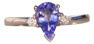 The 136th Avenue: Pear Shaped Tanzanite and Natural Diamond Ring in White Gold